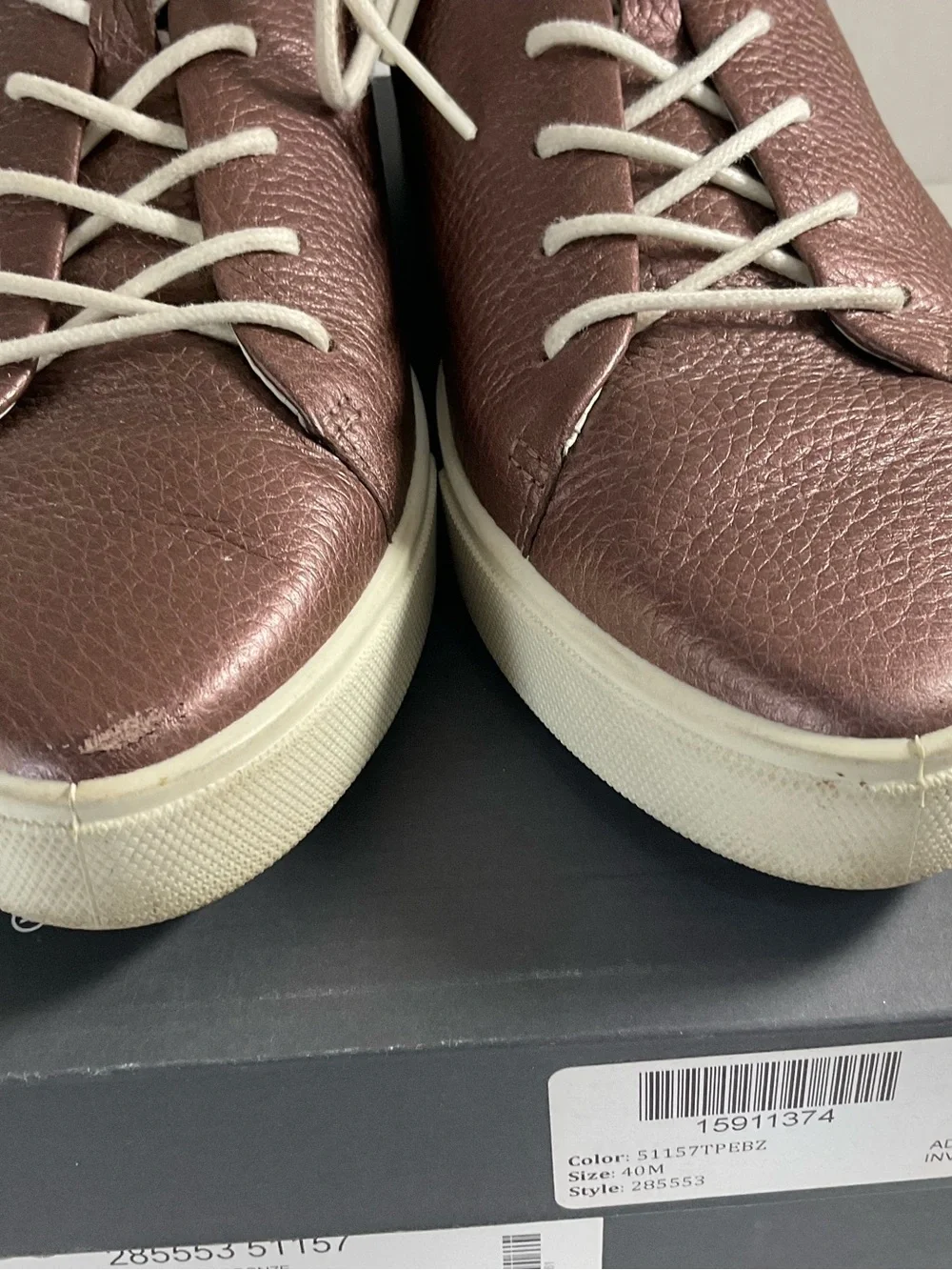 ECCO GILLIAN Sneakers Pebbled Metallic Bronze Leather Women’s Shoes Size 9 EU40